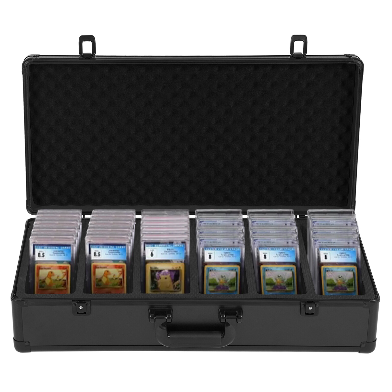 222 PSA Graded Card Storage Box 6 Slots Sports Card Holder Case w/ 2 Keys Lock ?