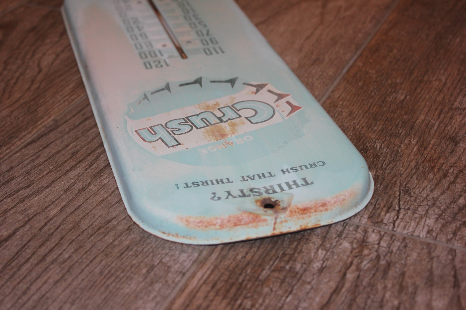 Vintage Rare Original Orange Crush Soda Metal Advertising Thermometer 6" x 16"