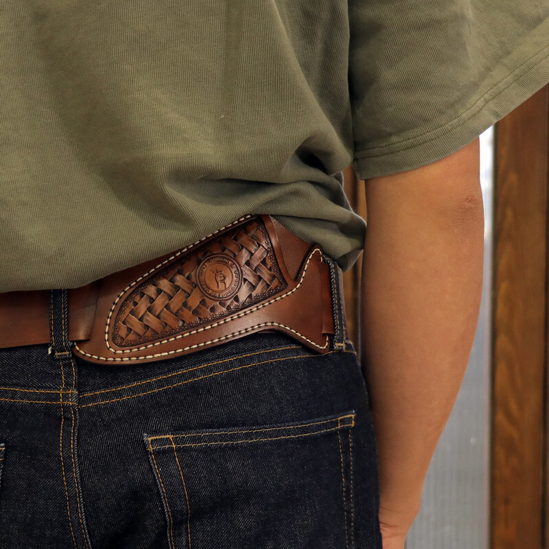 TOURBON Leather Engraved Fixed Blade Knife Sheath Belt Pouch EDC Knives Case