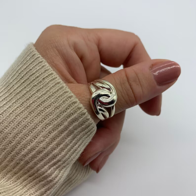 Knot Thumb 925 Sterling Silver Wide Band& Statement Ring Handmade Ring All size