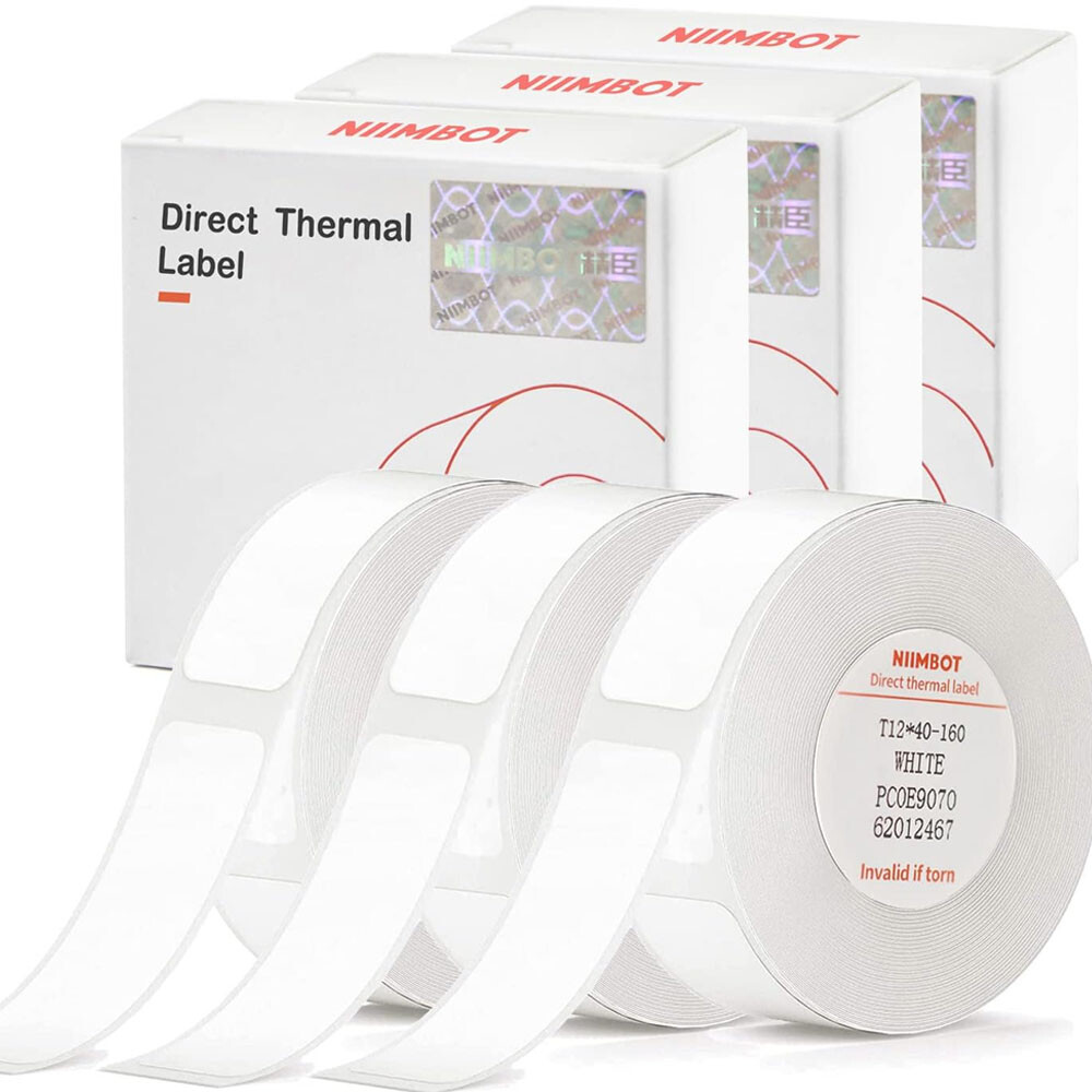 3PK Label Maker Tape 12x40mm, 1/2 inch Label Sticker for Niimbot D110 D11