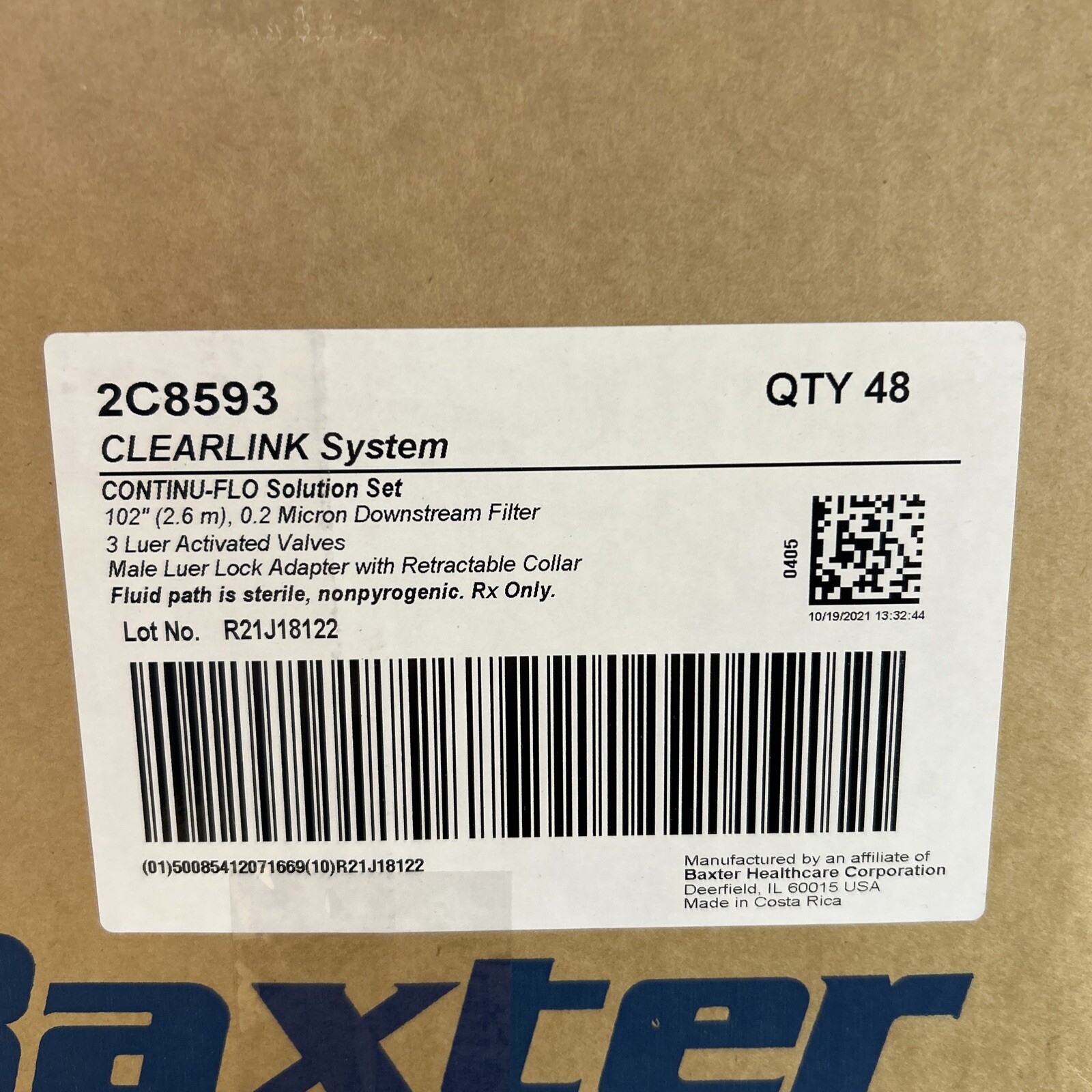 Baxter 2C8593 Continu-Flo Solution Set Clearlink System - 48/Case