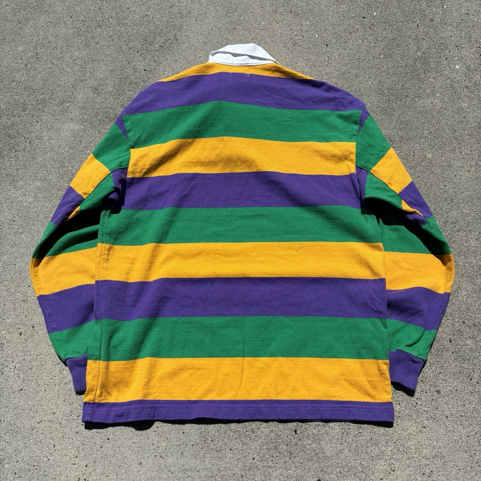 Perlis Mardi Gras Rugby Shirt Men's Medium Purple Striped USA