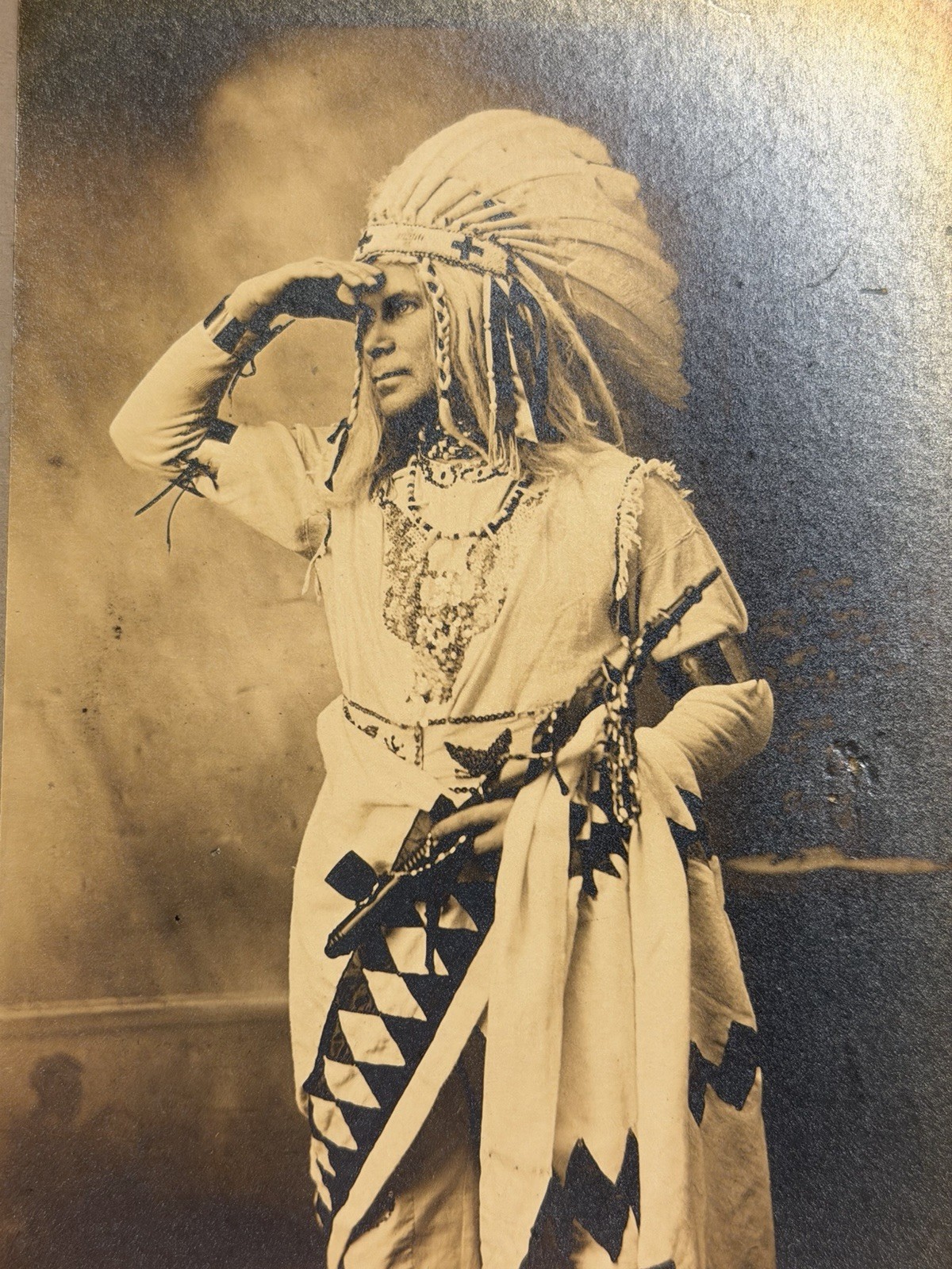 Antique Native American Indian Cabinet Card Photograph of A Chief; 1880s - 1900s