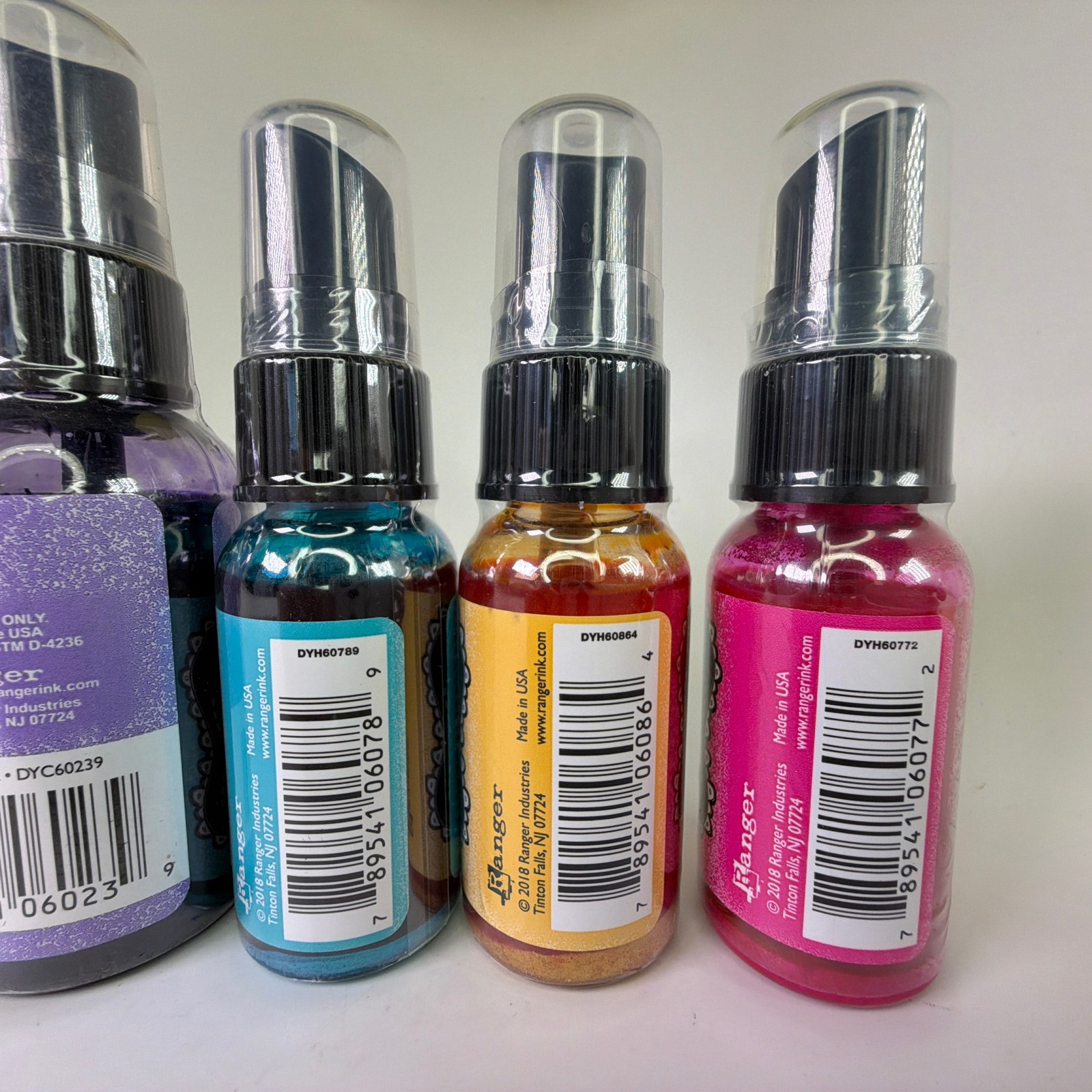 Lot of 5 Dylusions Ink & Shimmer Sprays - Mushy Peas Calypso Teal & More