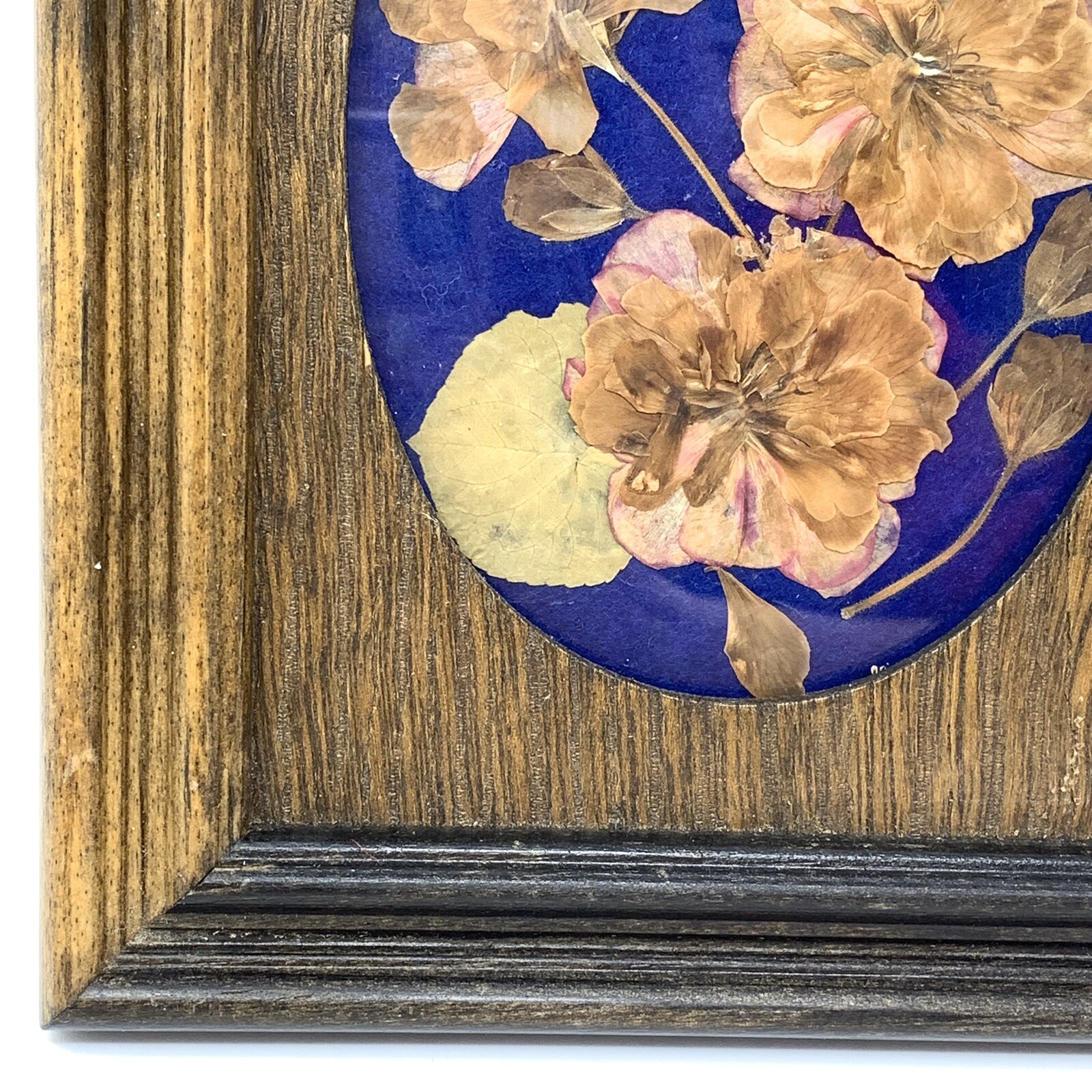 Vtg Handmade Dried Flower Pressed Flower Art Wall Hanging Reclaimed Wood
