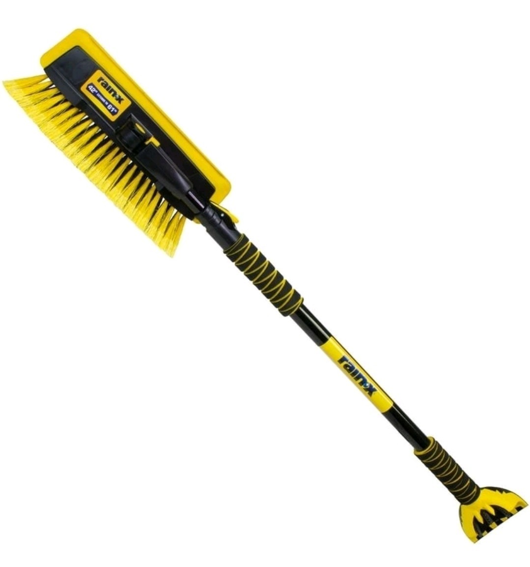 Rain-X 61" Extendable Car Snow Broom and Ice Scraper Tool, Black and Yellow,...