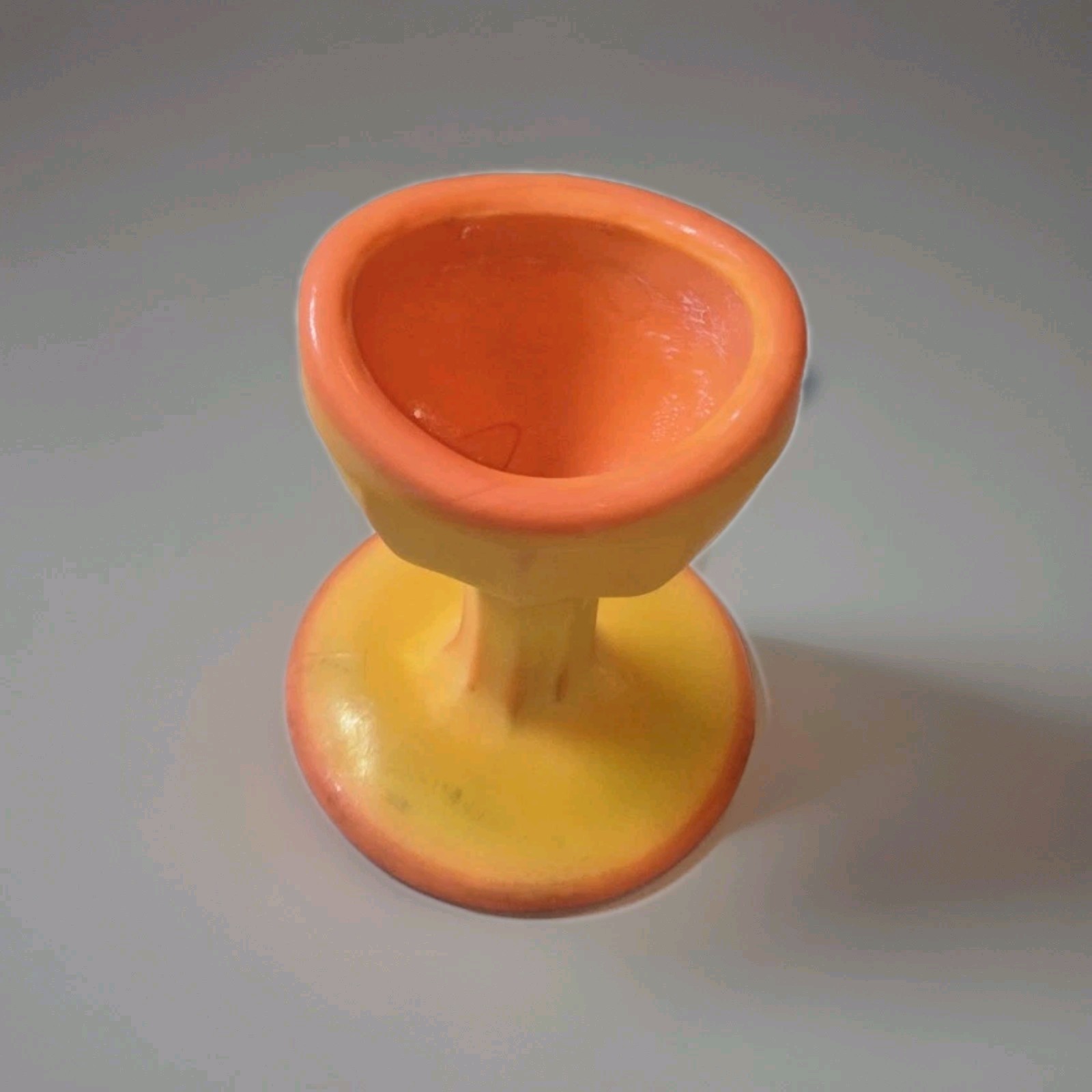 VINTAGE UV REACTIVE SLAG Glass ORANGE SWIRL Ribbed Design Eye Wash Cup by ROSSO