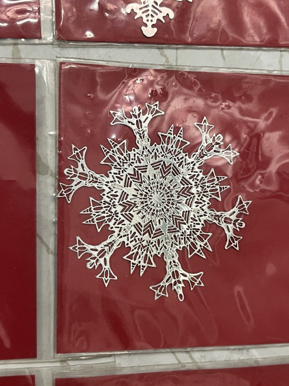 6 Vintage SNOWFLAKE Silver Plated Brass Christmas Ornaments SUFFOLK ETCHINGS NEW