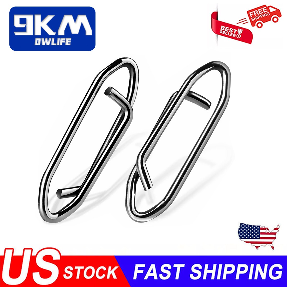 100Pcs Fishing Clips Saltwater Fishing Snaps Stainless Steel Quick Change Snaps