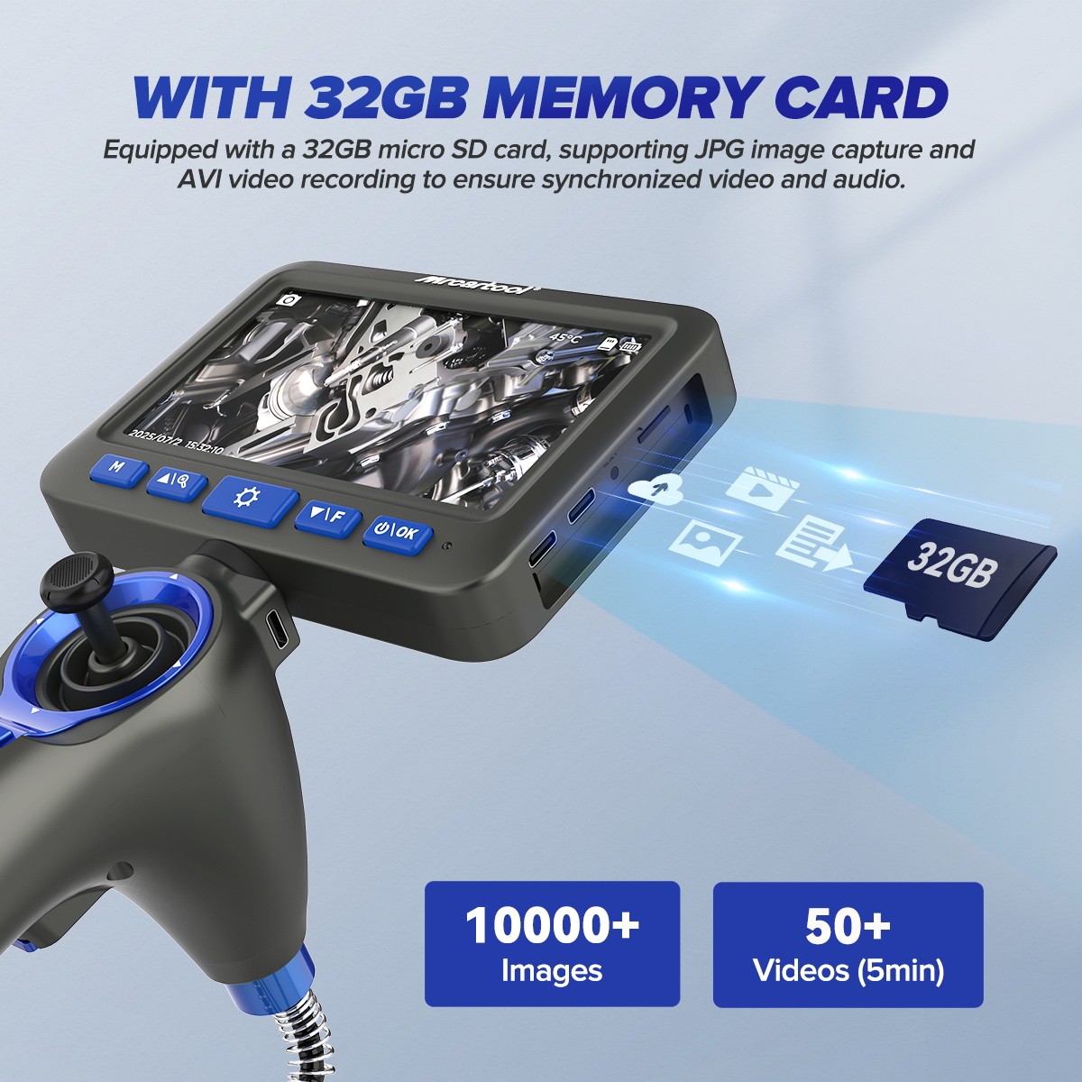 4 Way 360° Articulating Borescope Industrial Endoscope Camera Detachable Screen