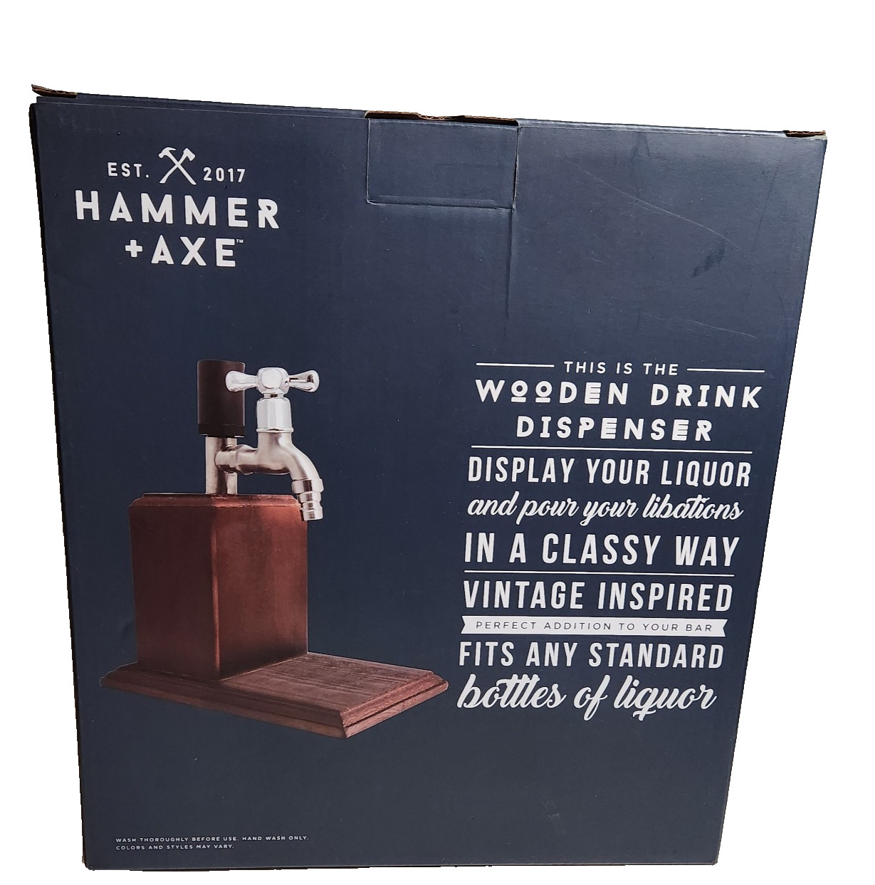 Hammer & Axe Wood Drink Dispenser Your Favorite Liquor