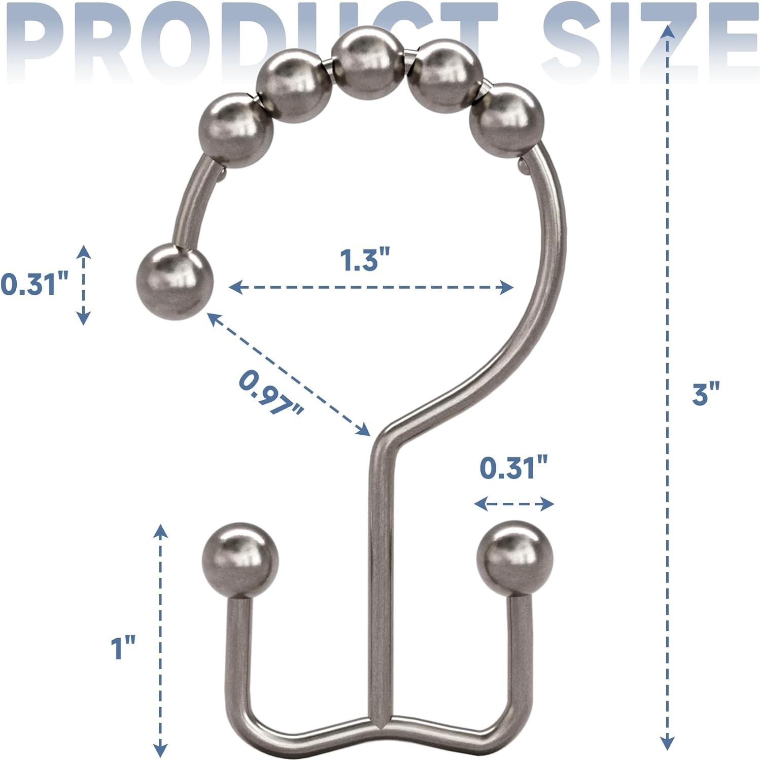 12-Piece Titanker Shower Curtain Hooks Rings, Rust Resistant Metal Double Glide*