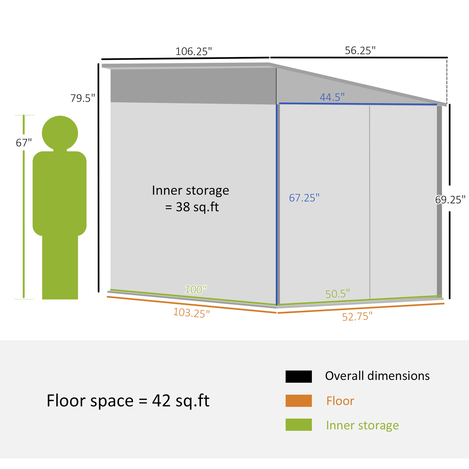 Outdoor Storage Shed Lean to Shed with Foundation Lockable Doors for Patio Lawn