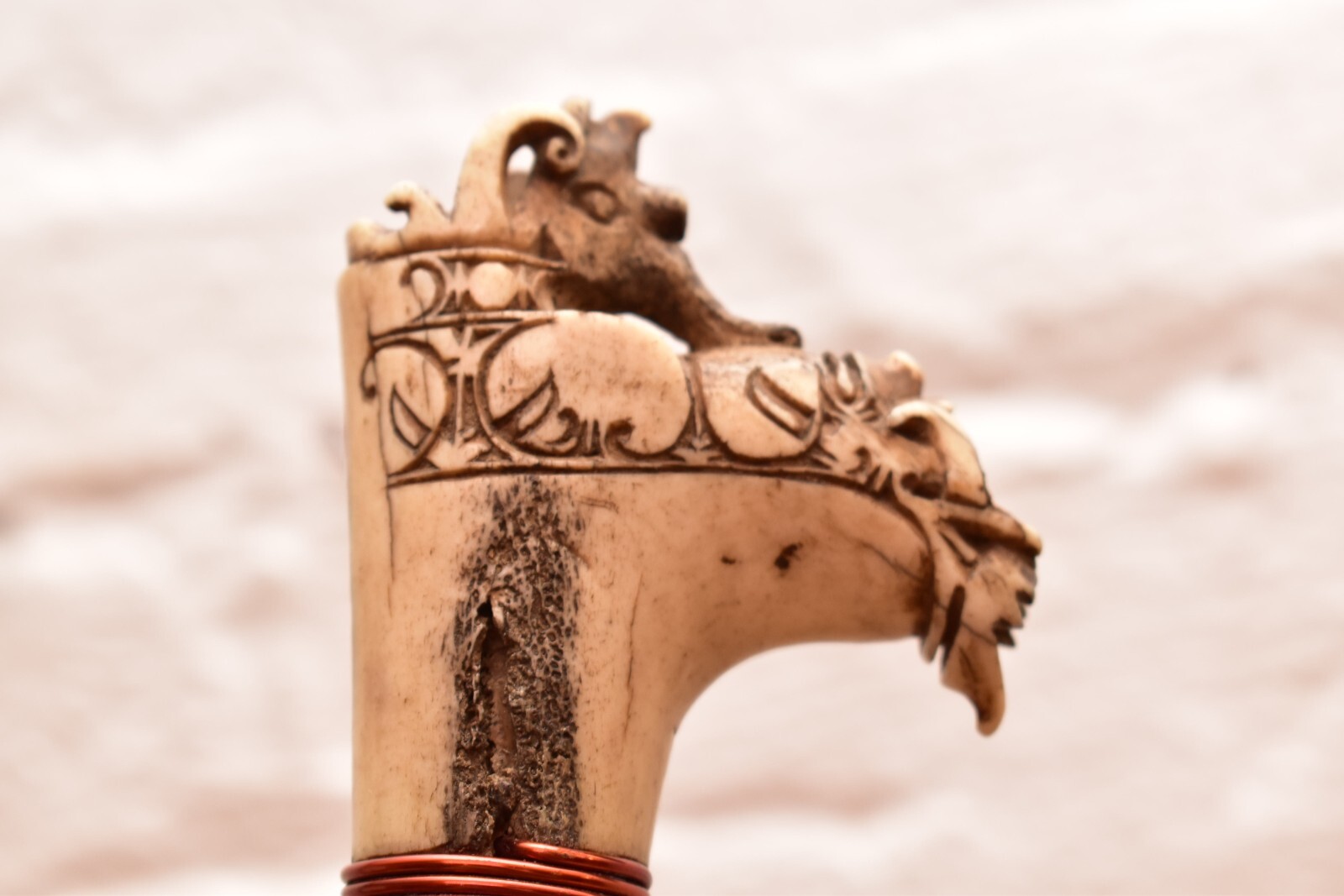 Old South East Asian Mandau Dayak Headhunters Sword Borneo Finely Carved Handle