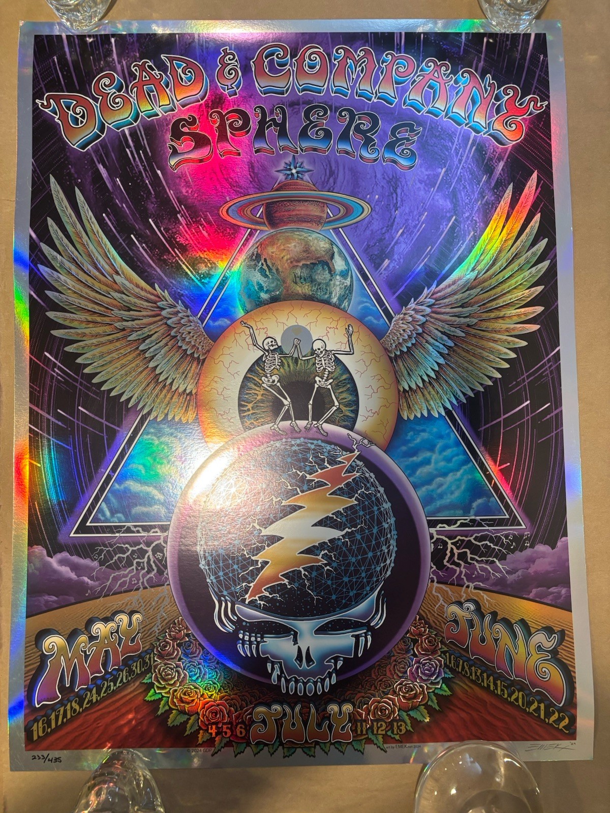 DEAD & COMPANY/ 2024/ SPHERE/ EMEK signed FOIL poster xx/435