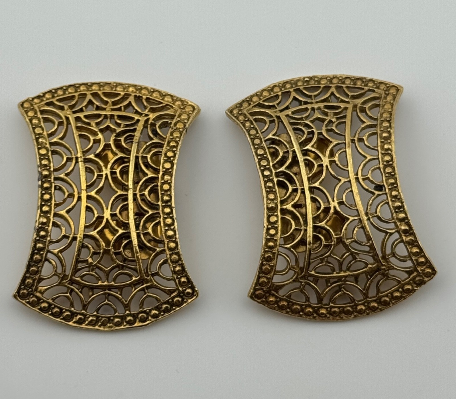 Vintage Musi Shoe Clips Gold Tone Signed