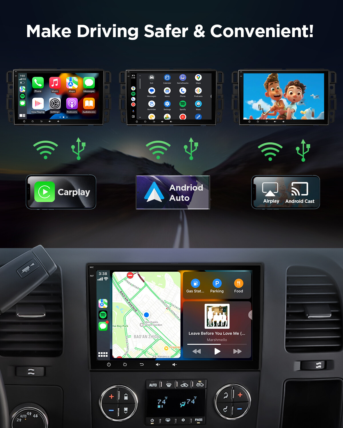 Eonon GMA13 Android 13 8" IPS Car Stereo GPS Navigation WiFi For Chevy GMC + CAM
