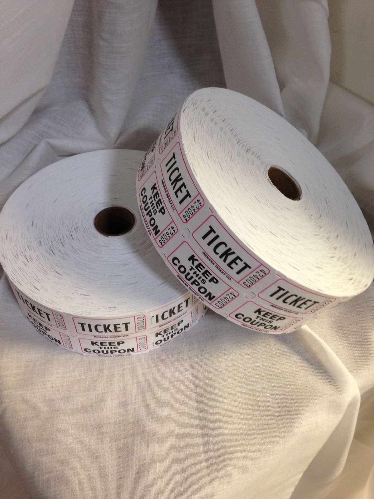 Raffle Tickets 10 Rolls Double Stub 2000 Each 50/50 Split the Pot 8 Colors Deal