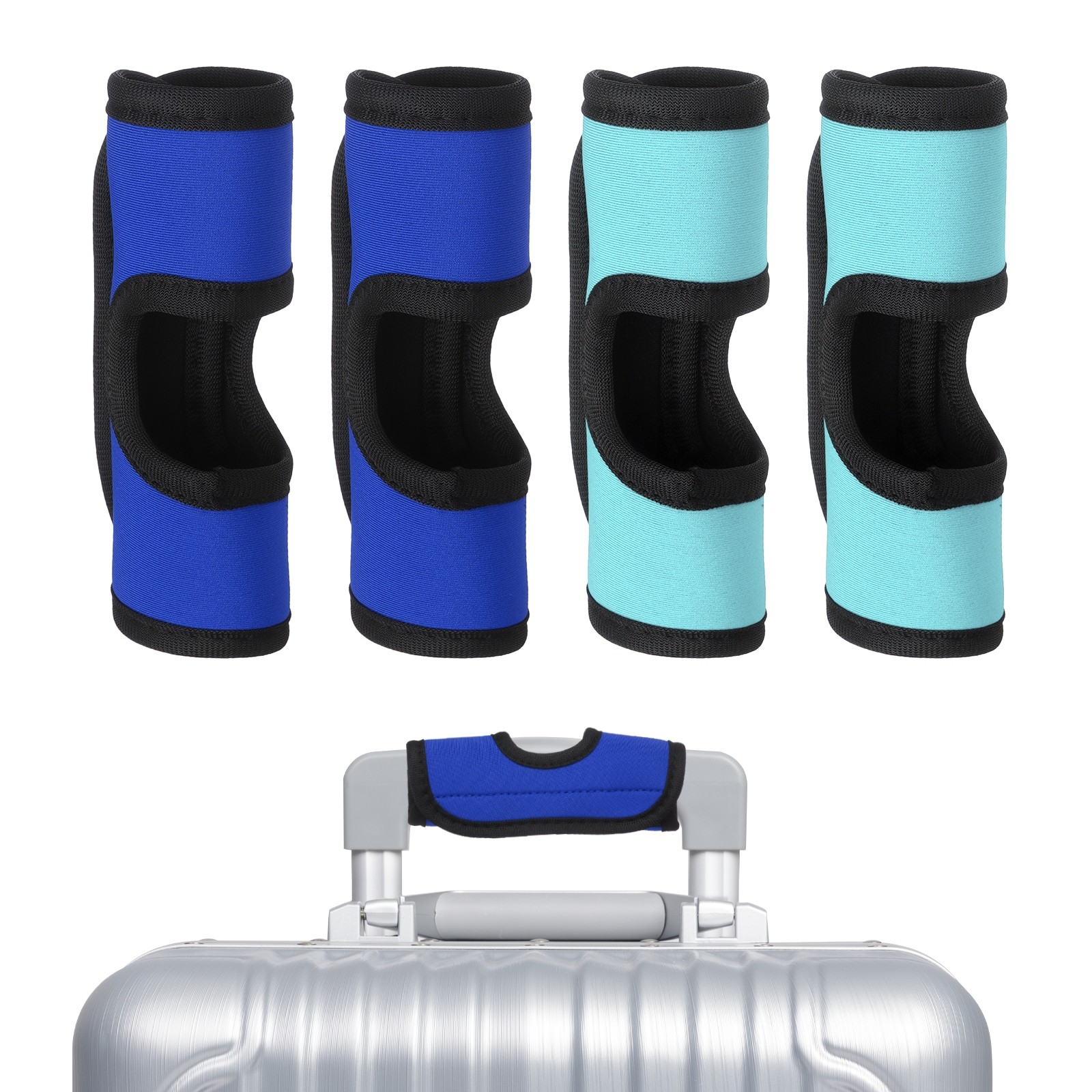 4Pcs Luggage Handle Wrap Hollow Luggage Identifiers Cyan/Sapphire Blue