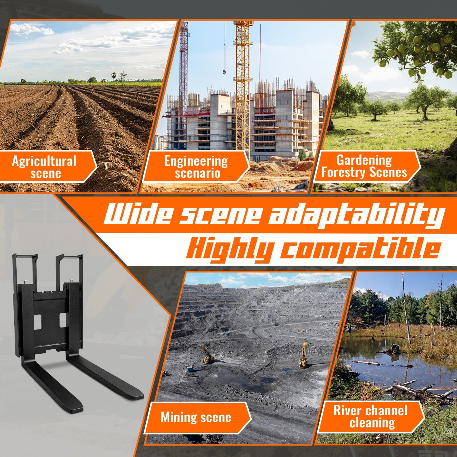 Pallet Fork for 1-2T Mini Excavator, 2025 Model Free Shipping USA