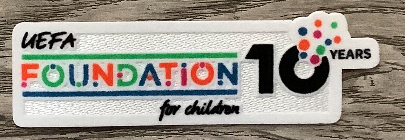 10 YEARS OF UEFA FOUNDATION FOR CHILDREN FOOTBALL SOCCER BADGE PATCH