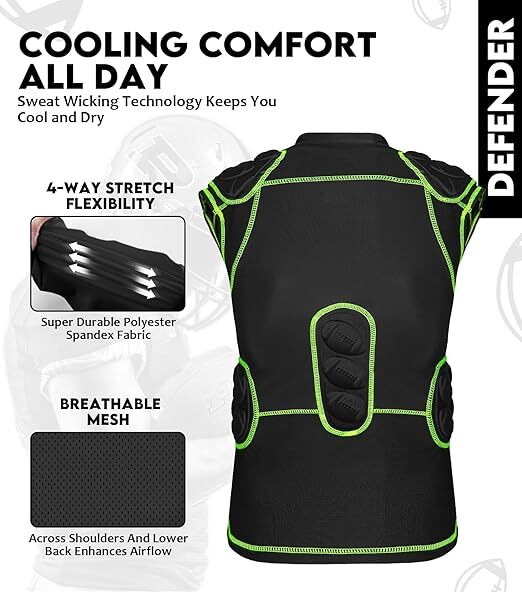 Exxact Sports Padded Football Compression Shirt for Adult Football Rib Protector