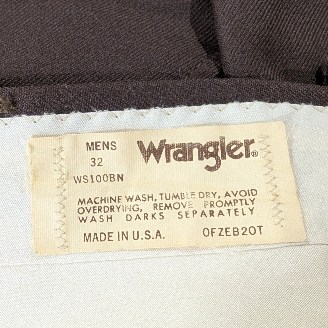 Vintage Wrangler Mens Brown Western Dress Slacks Wide Leg USA Made 32x31 WS100BN