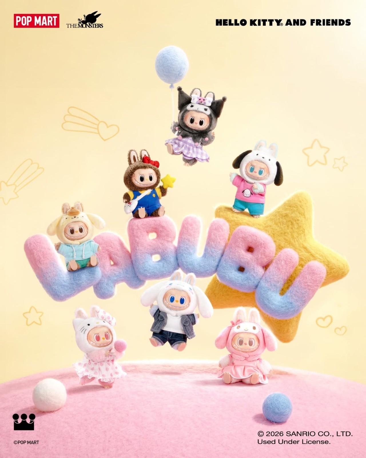 Authentic Labubu The Monsters Hello Kitty And Friends Sanrio Vinyl Plush Pendant