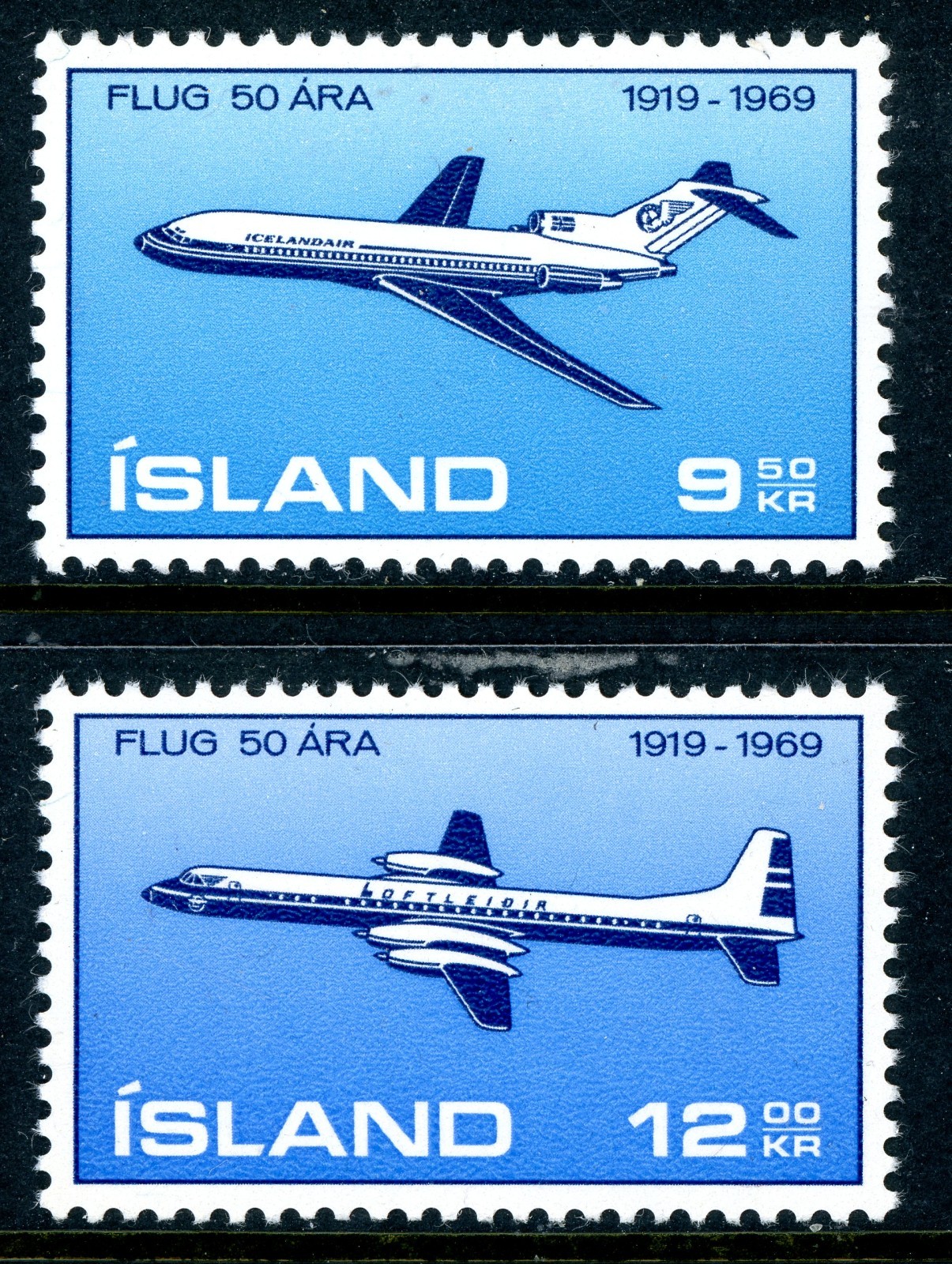 Iceland 1969 Airplanes Scott #410-11 Mint Non Hinged T72