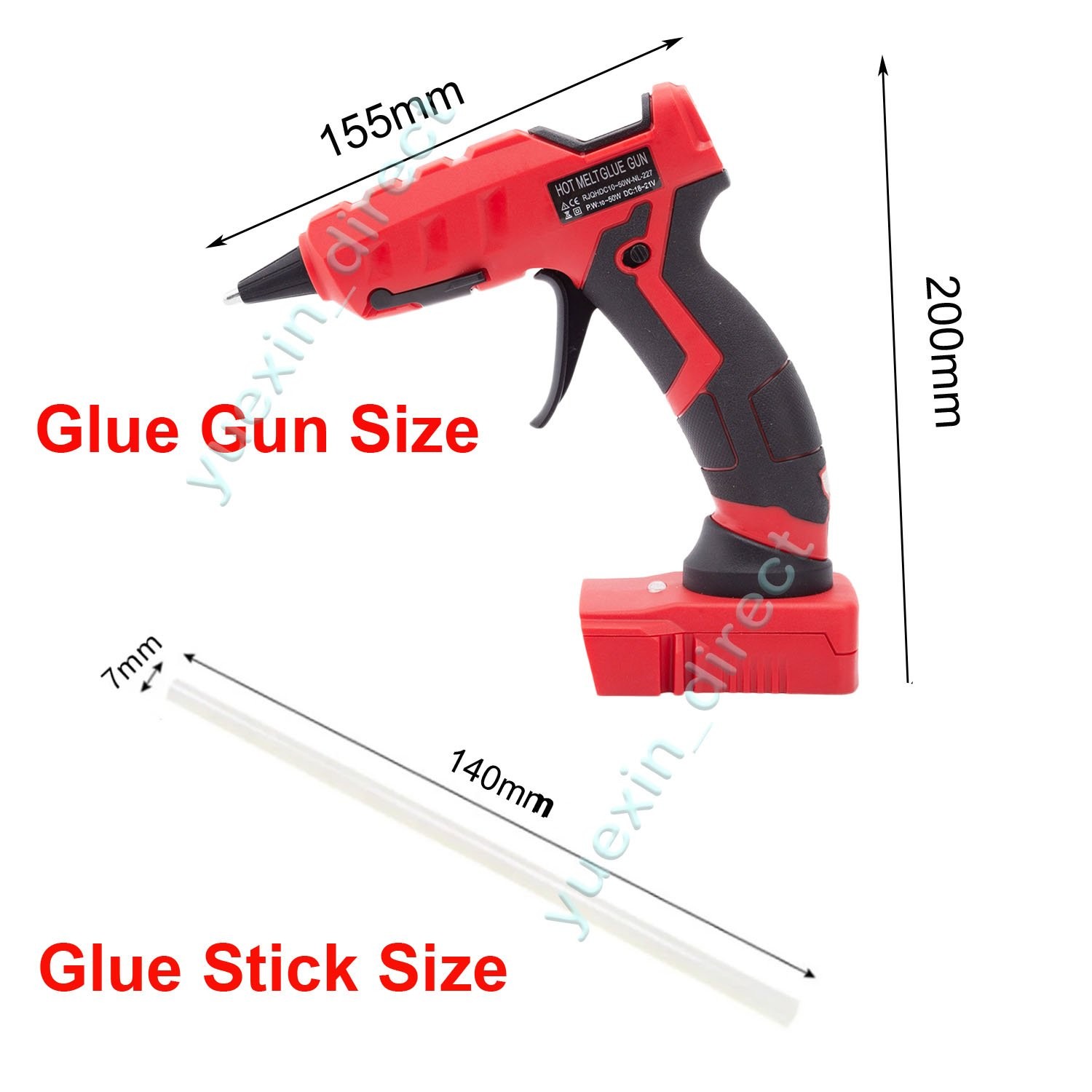 Cordless Hot Melt Glue Gun W/10 Sticks Heat Gun For Milwaukee 18V Li-ion Battery