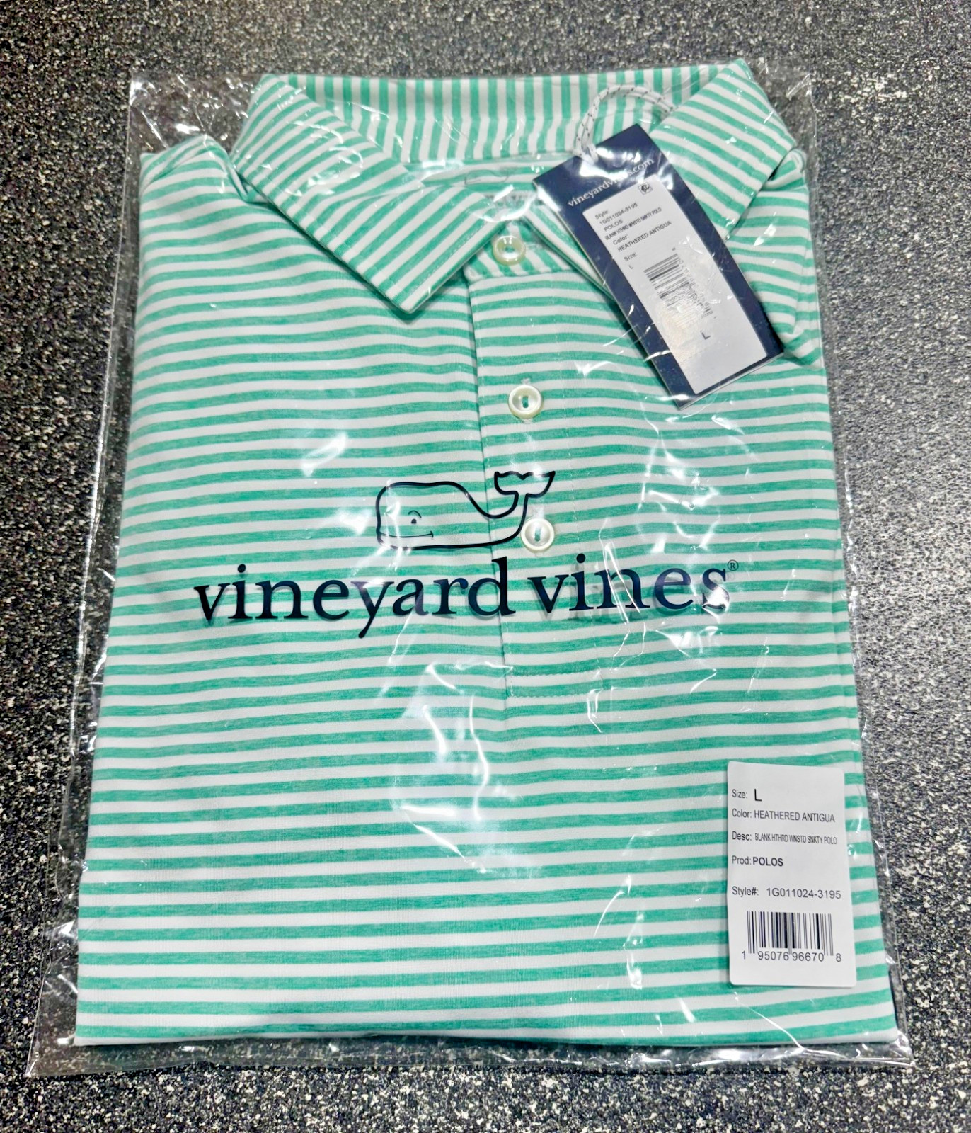 Vineyard Vines Striped Winstead Sankaty Polo - Large Green & White Mens Shirt