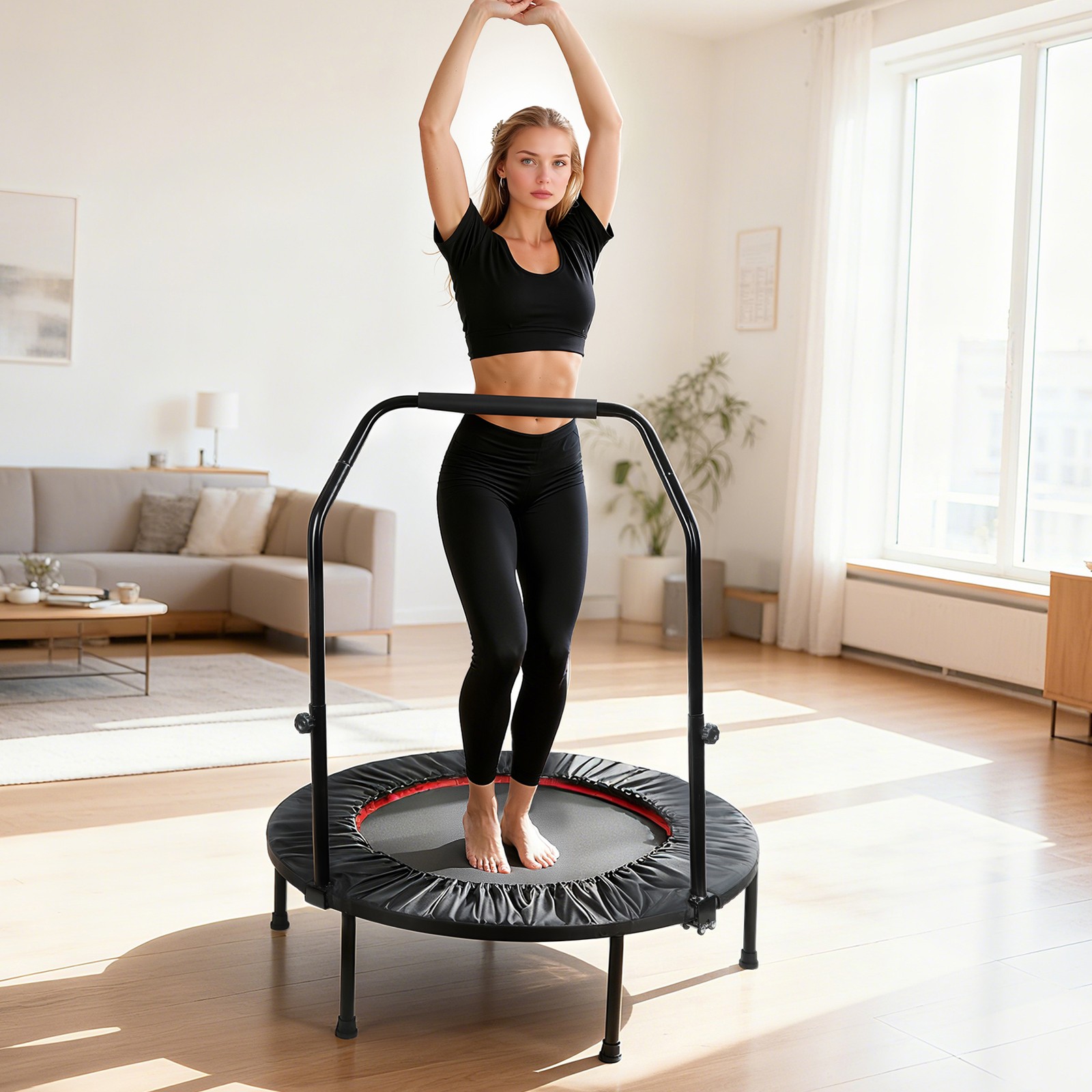 40" Foldable Mini Trampoline,Exercise Trampoline Workout for Adults Load 450lbs