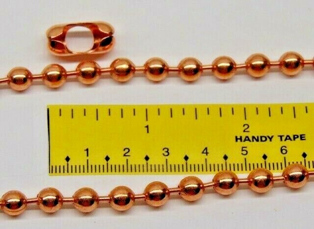 Solid COPPER BALL #13 CHAIN 6.3mm bead ~ Various Bulk Lengths + Connectors