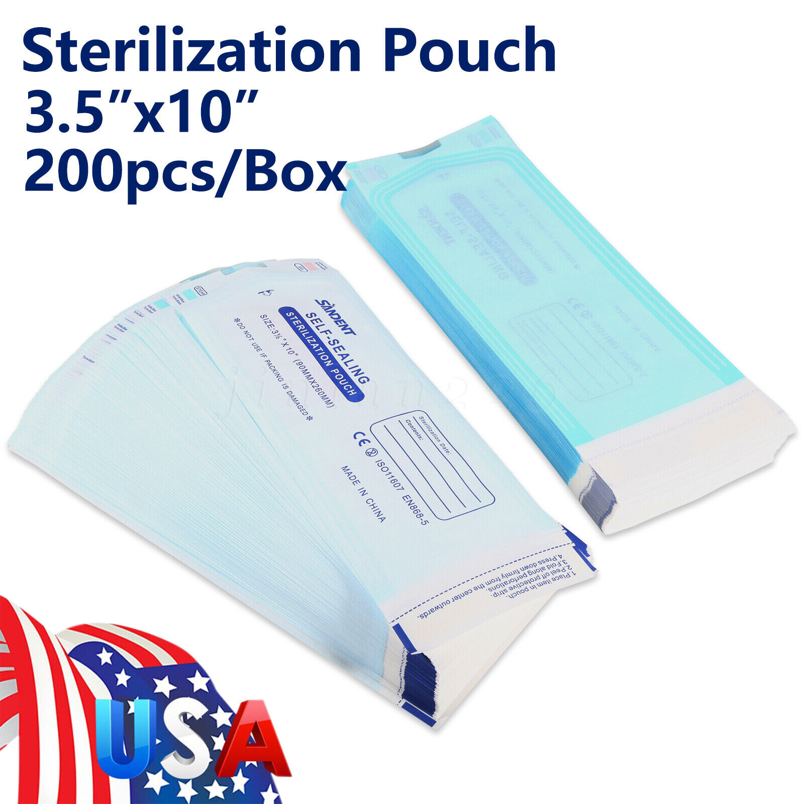 200-2000 3.5" x 10" Self-Sealing Sterilization Pouch Sterilizer Bag Autoclave