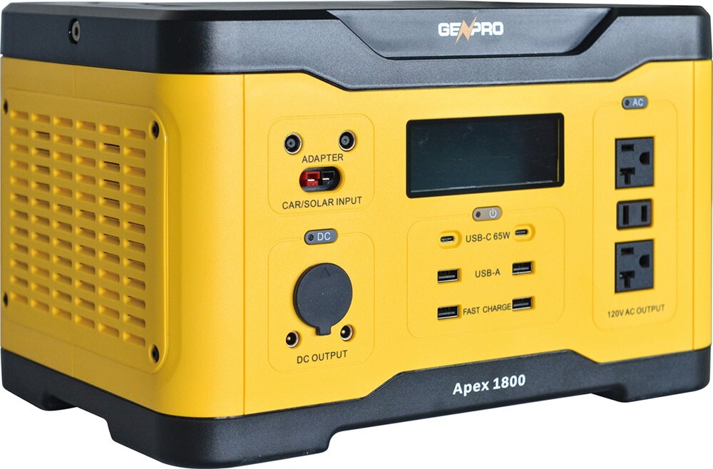 GenPro 1800 - High Capacity Portable Power Station 1800W 1601.5Wh AC DC USB Wire