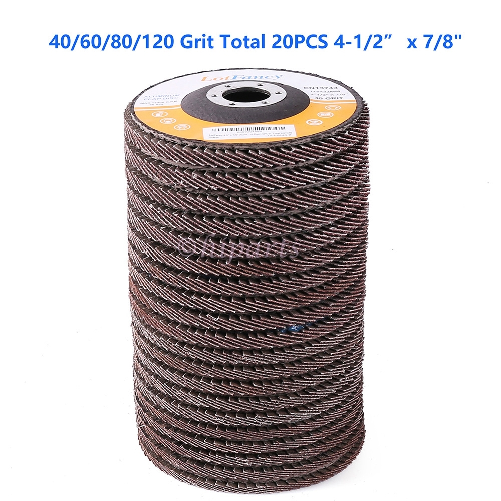 20x Flap Disc 4.5" 4-1/2 40 60 80 120 Grit Angle Grinder Sanding Grinding Wheels