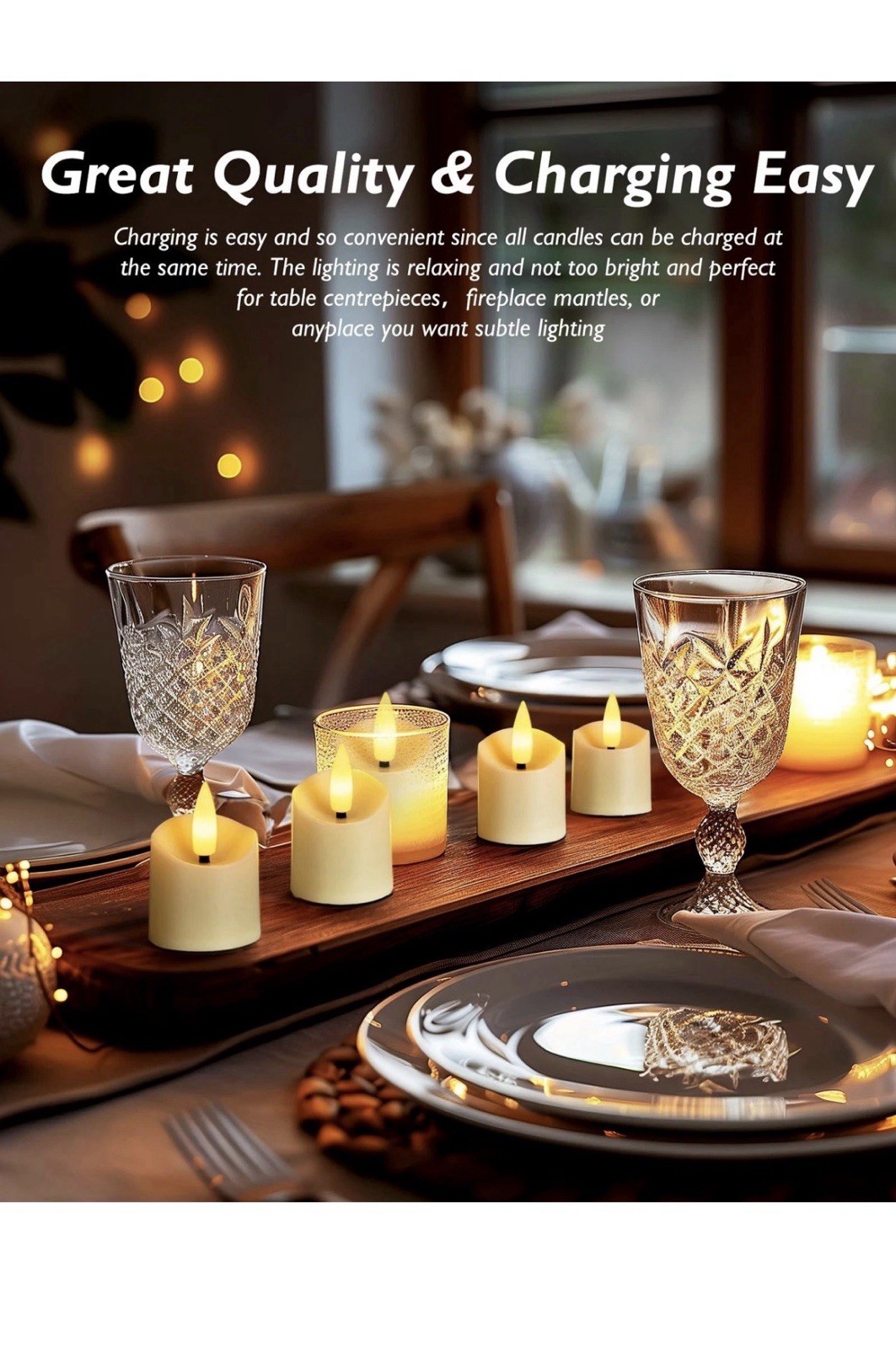 Rechargeable Flameless Candles 2/4/6/8H Timer LED Votive Candles 12 PCS Batte...
