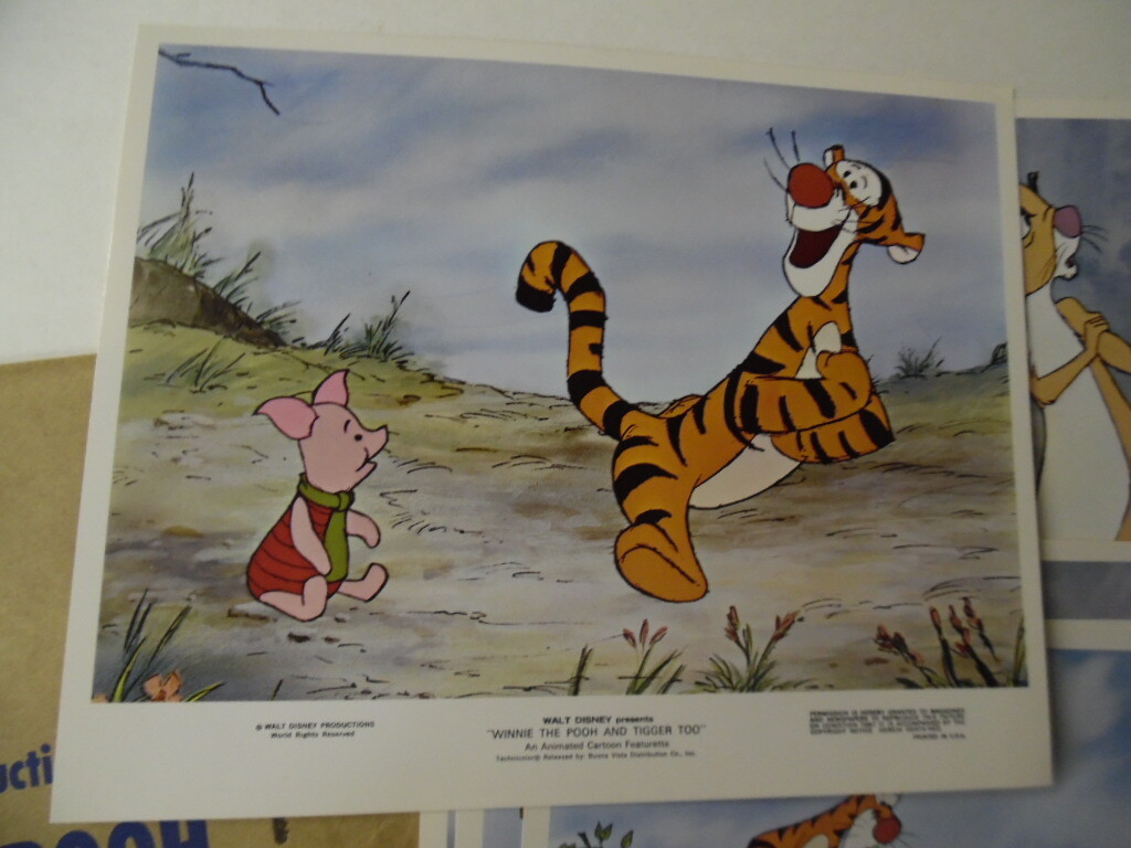 1974 WINNIE THE POOH AND TIGGER TOO Mini Lobby Card Set + Sleeve Walt Disney VG+