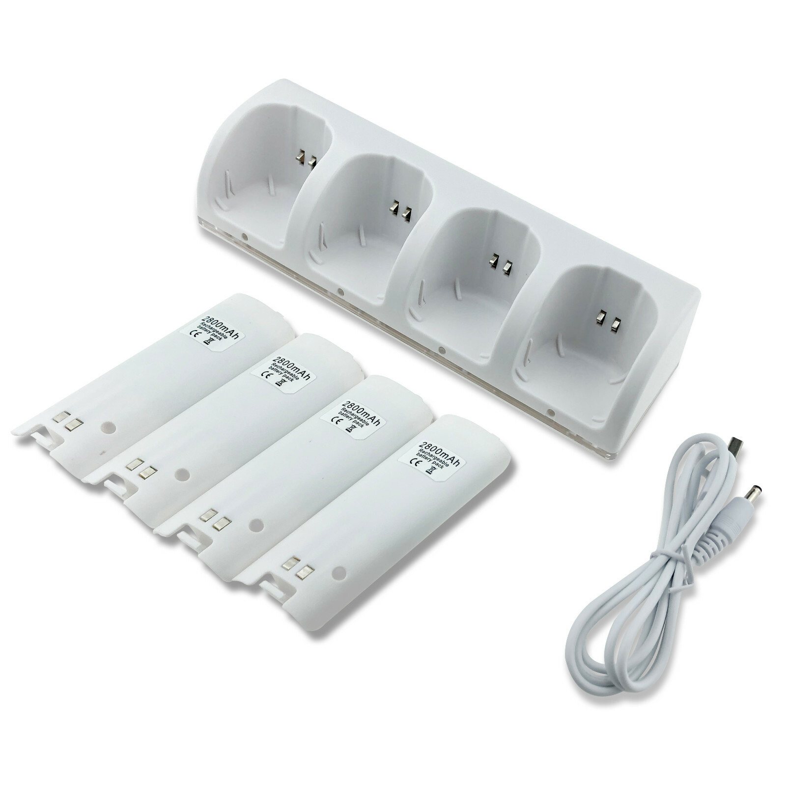 New 4-in-1 Charging Station With 4 Battery Packs for Wii&Wii U Remote Controller
