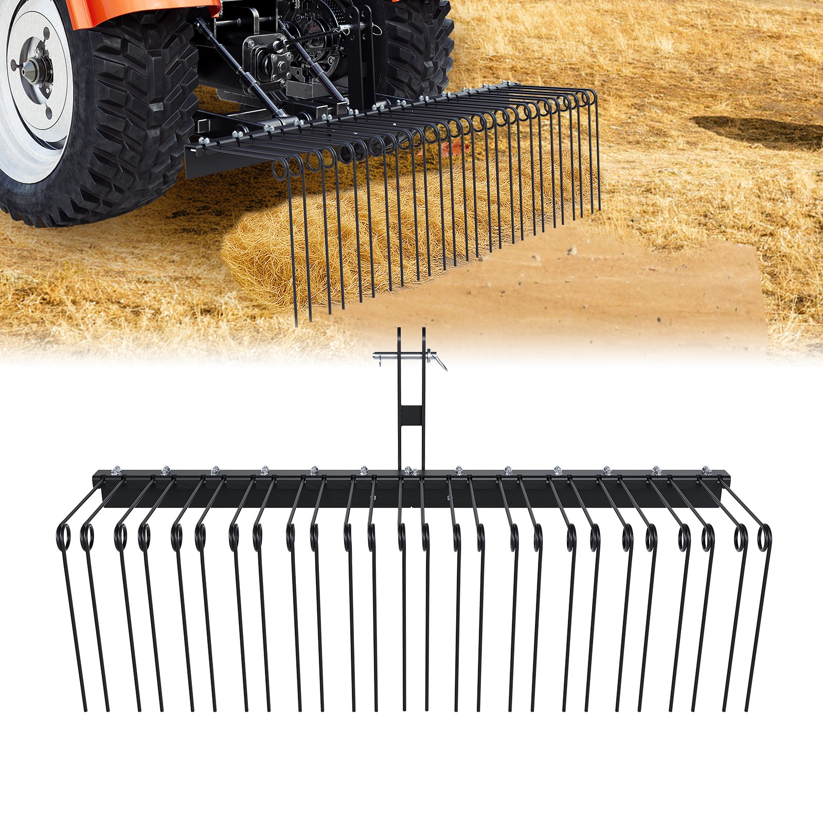 3 Point 60" Tow behind Landscape Rake Lawn Dethatcher Rakes For Cat 0&1 Tractor
