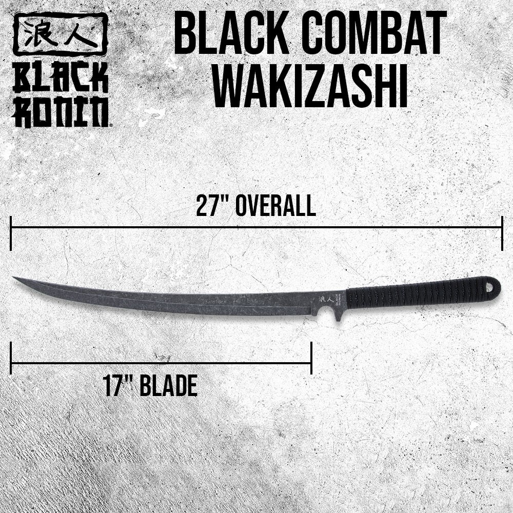 Black Ronin Black Combat Wakizashi Sword | Injection Molded Sheath | Length 27"