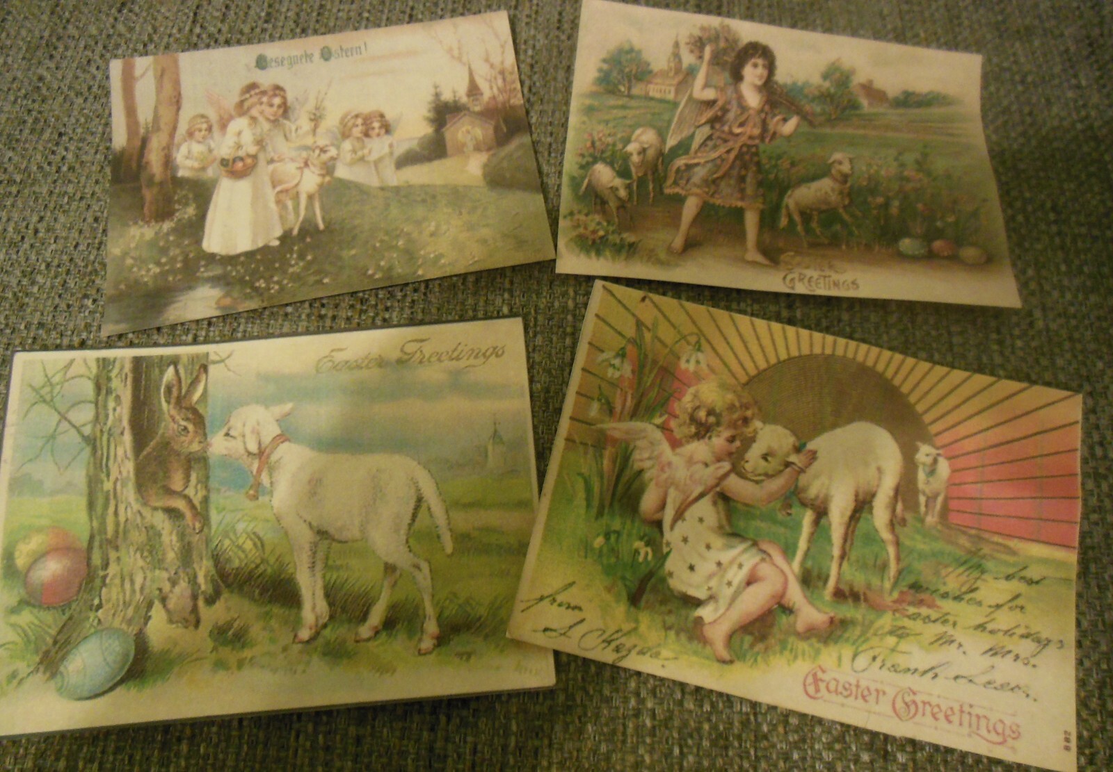 Set of 16 LARGE Victorian/Vintage Easter Lambs images from vintage postcards
