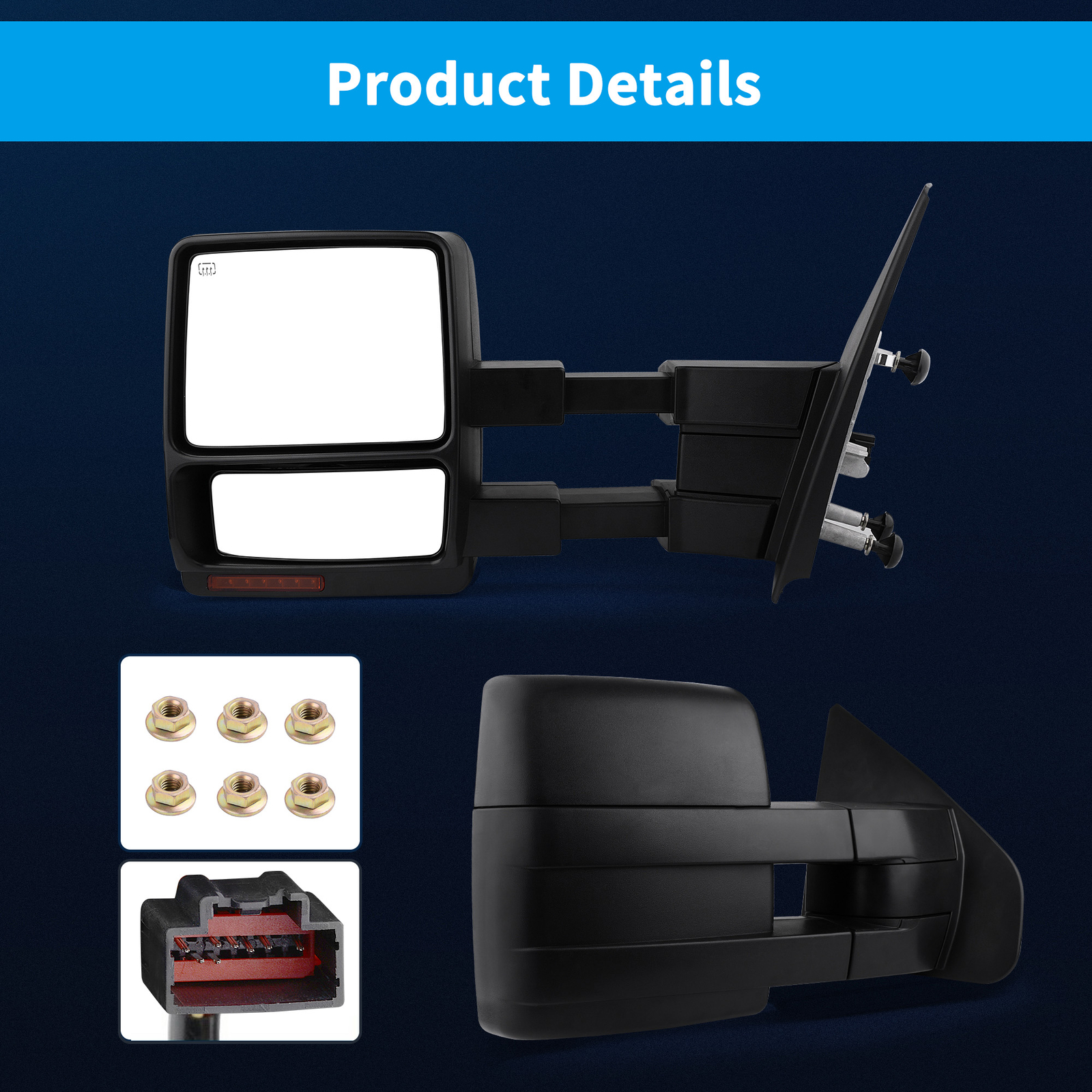 Pair Power Heated Tow Mirrors for 07-14 Ford F-150 F150 Puddle LED Turn Signals