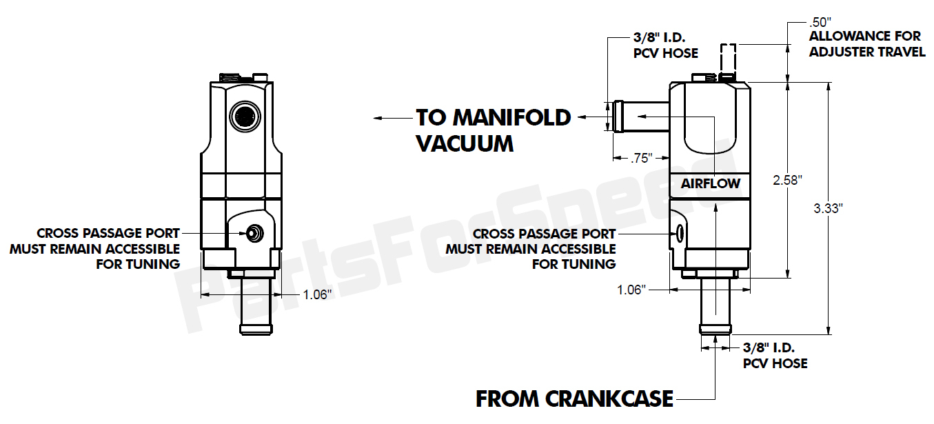 Dual Flow Adjustable PCV Valve Tuneable Serviceable Patented Made in USA DF-17