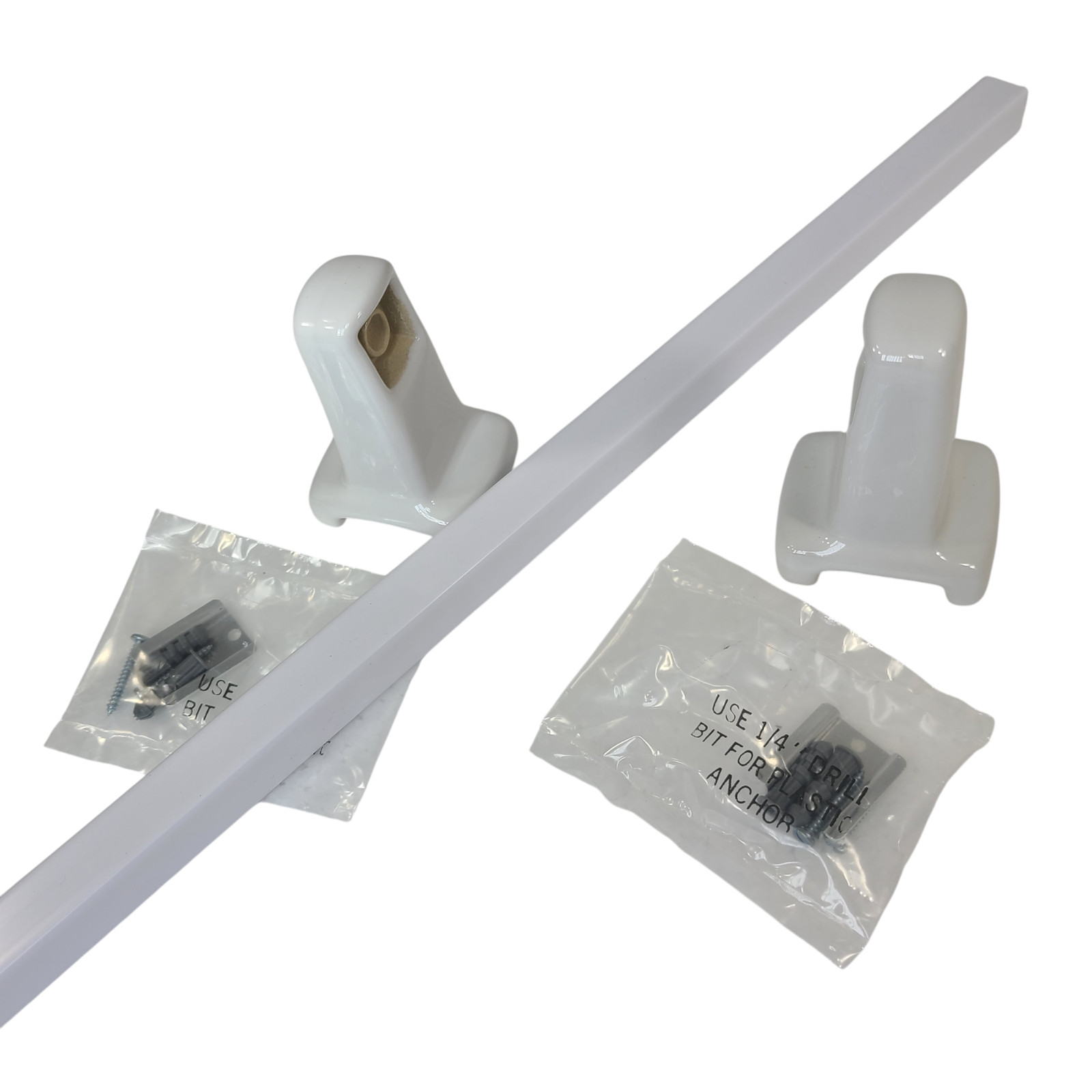 Vintage White Ceramic Towel Bar Rod Rack Post Holders Bracket Screw in Drywall