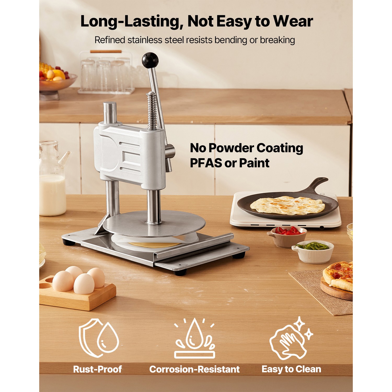 9.5 in Manual Pizza Dough Press Machine Pizza Pastry Sheeter Stainless