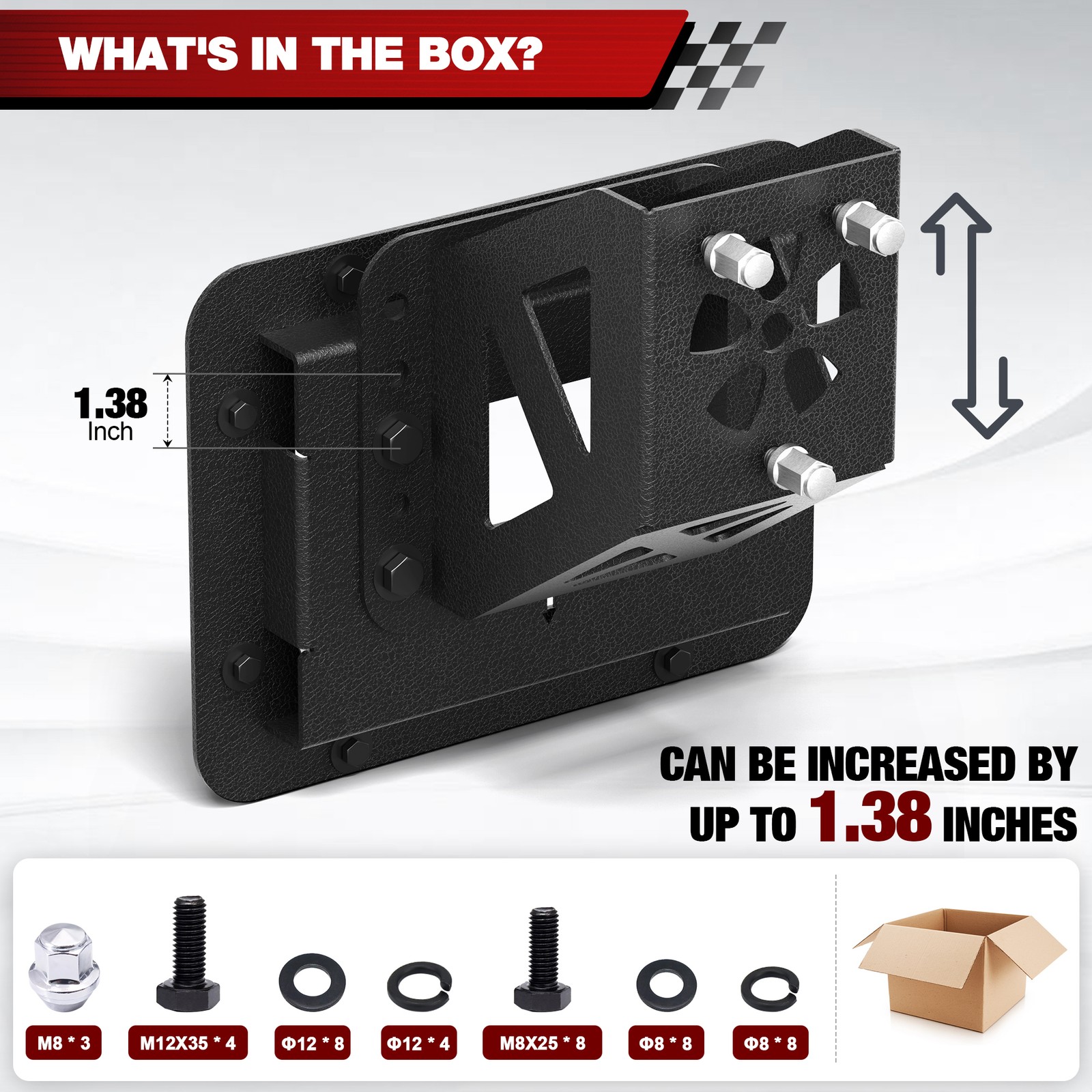 Adjustable Tailgate Spare Tire Carrier Mount Fit 2007-2018 Wrangler JK/JKU