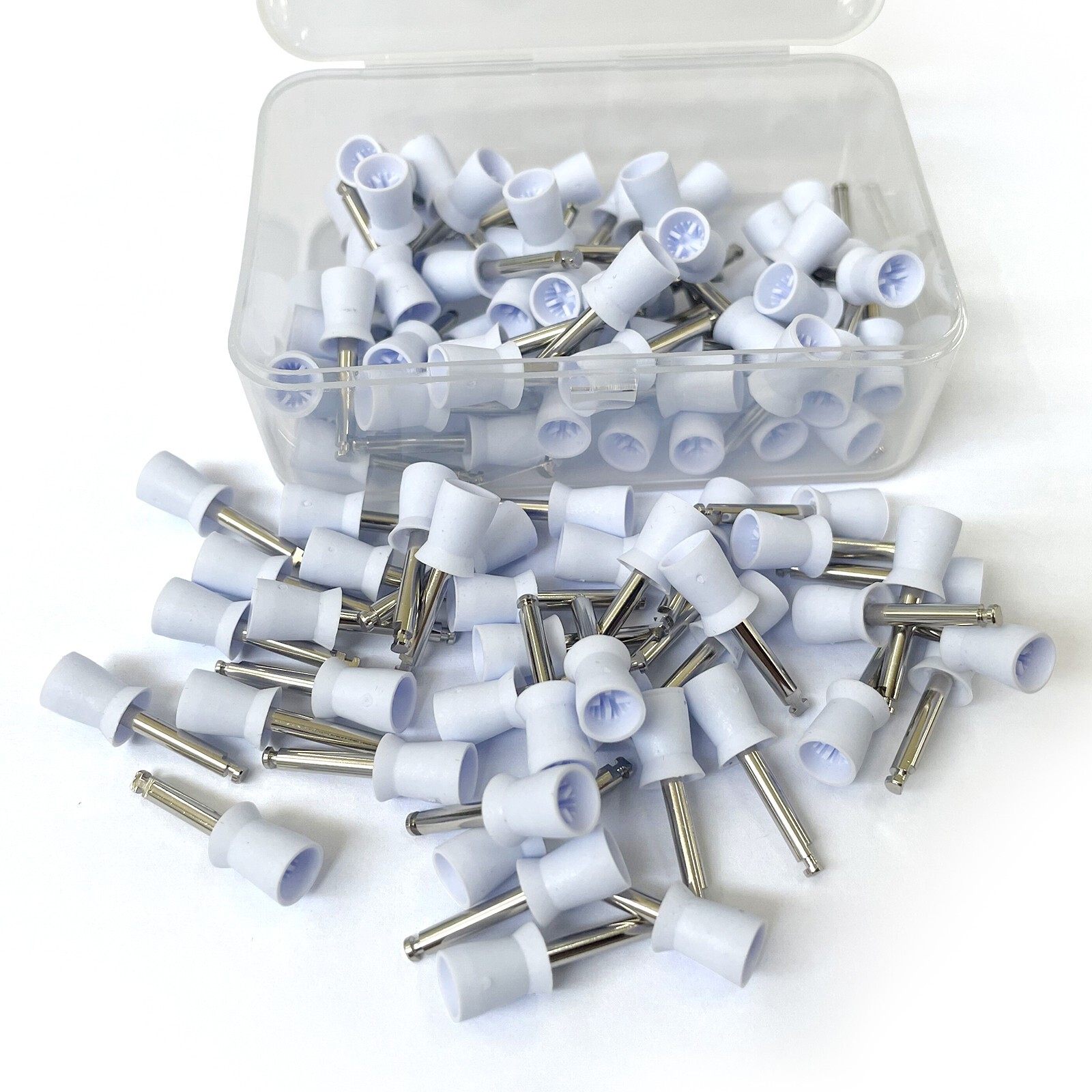 100Pcs Dental Rubber Prophy Teeth Polishing Cups Polish Latch Type Brushes White