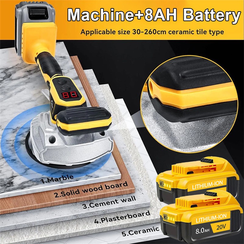 Tile Vibration Leveling Machine Tool for Dewalt 20V Battery Suction Cup 5-speeds